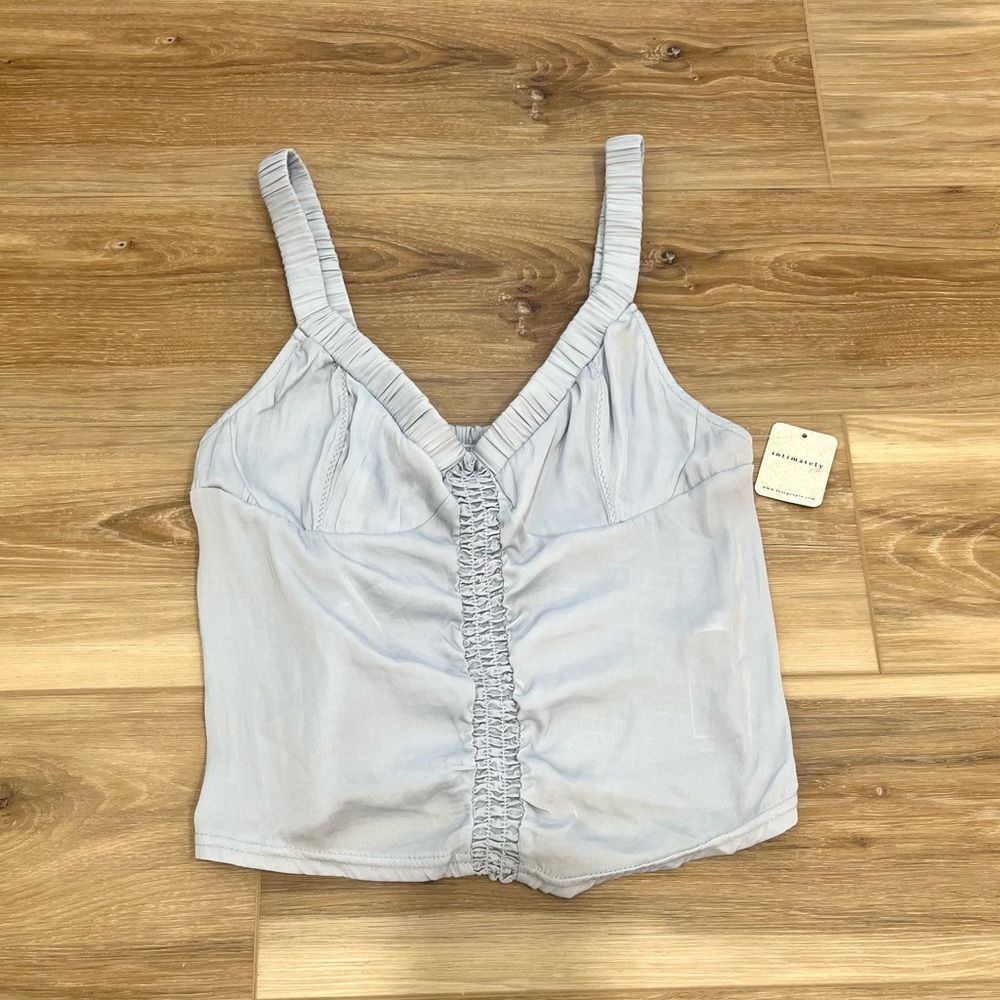 FREE PEOPLE Intimately Light Blue Ruched Women's Top Size Large